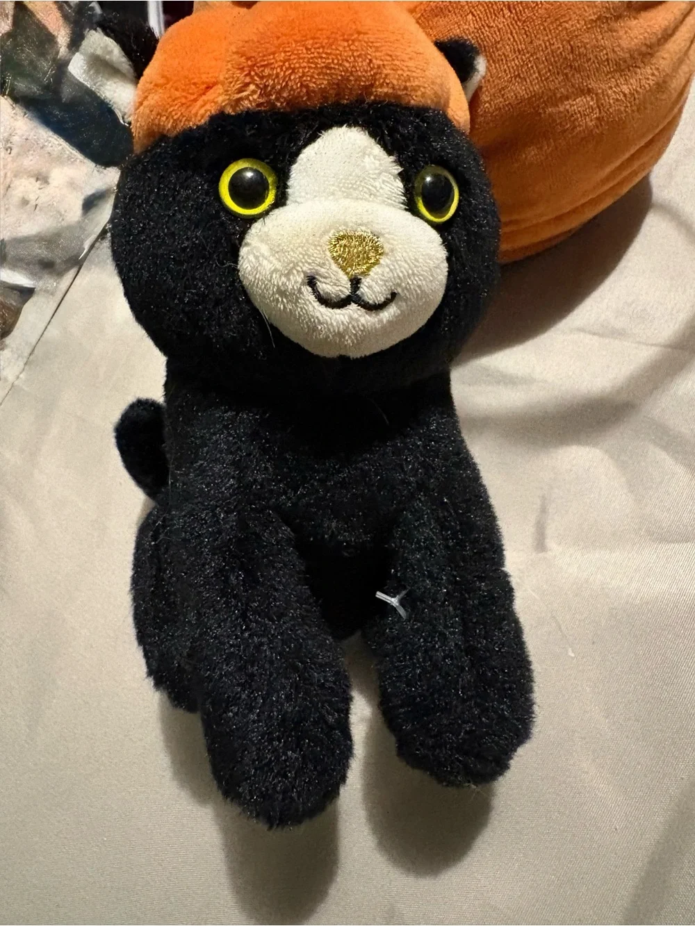 Gymboree Black Cat in Orange Pumpkin Basket Plush Accessory